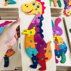 YUMI 2 Houten Kinderpuzzel/Aap 10 Stukjes-Dino 11 Stukjes/Educatief Speelgoed/Hout Milieu/Jigsaw Puzzle -Puzzels Verkoopwinkel 550x732 3