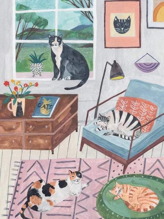 Katten Puzzel 500 Stukken - Talking Tables 4 Katten Puzzel 500 Stukken - Talking Tables - Afbeelding 2